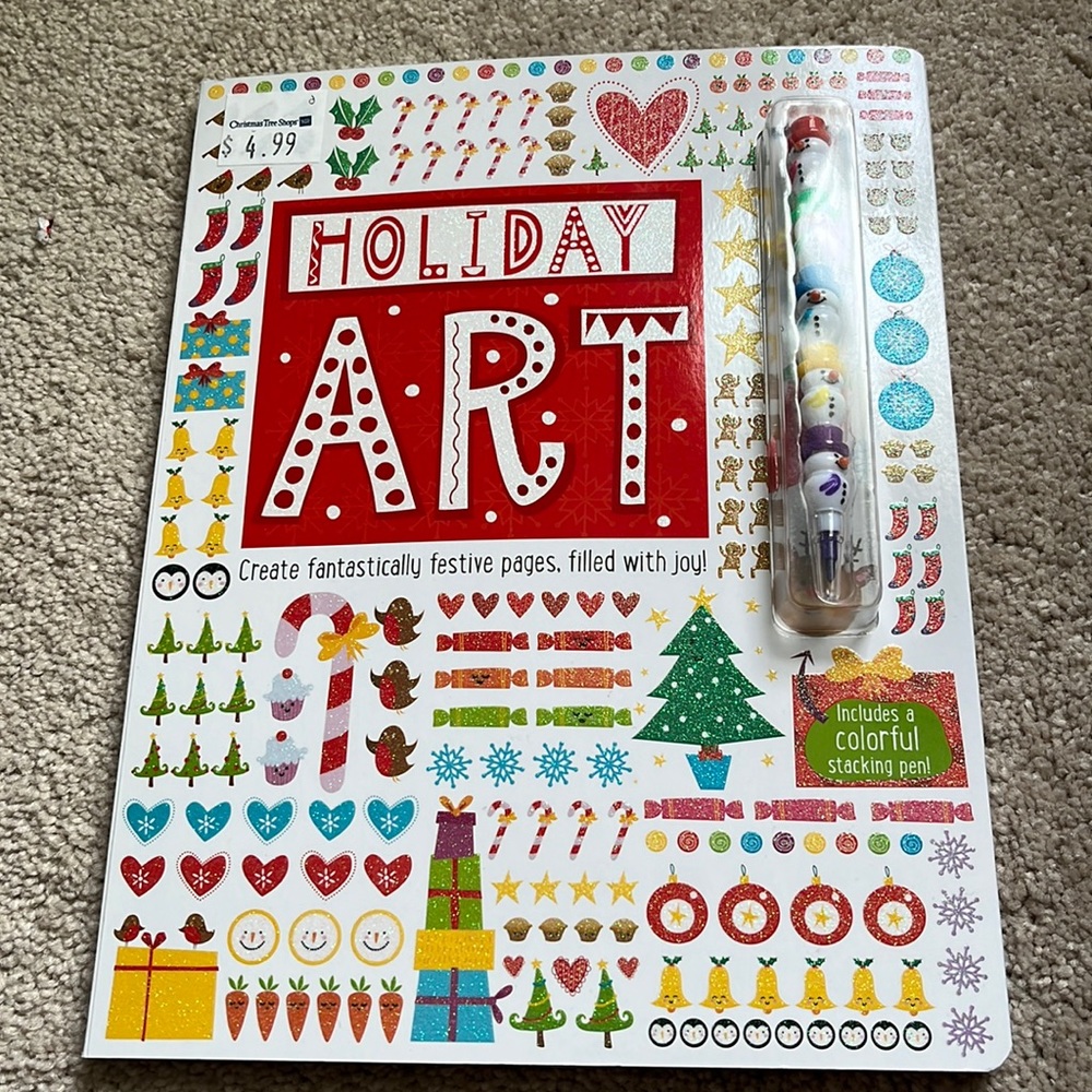 Holiday Art book w/stacking pens